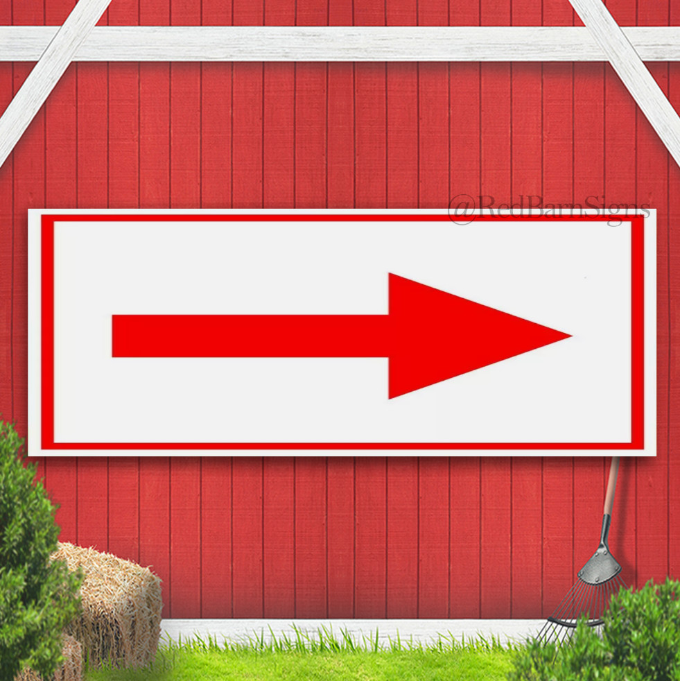RIGHT arrow red Banner Sign Road with Grommets SIGN Single sided