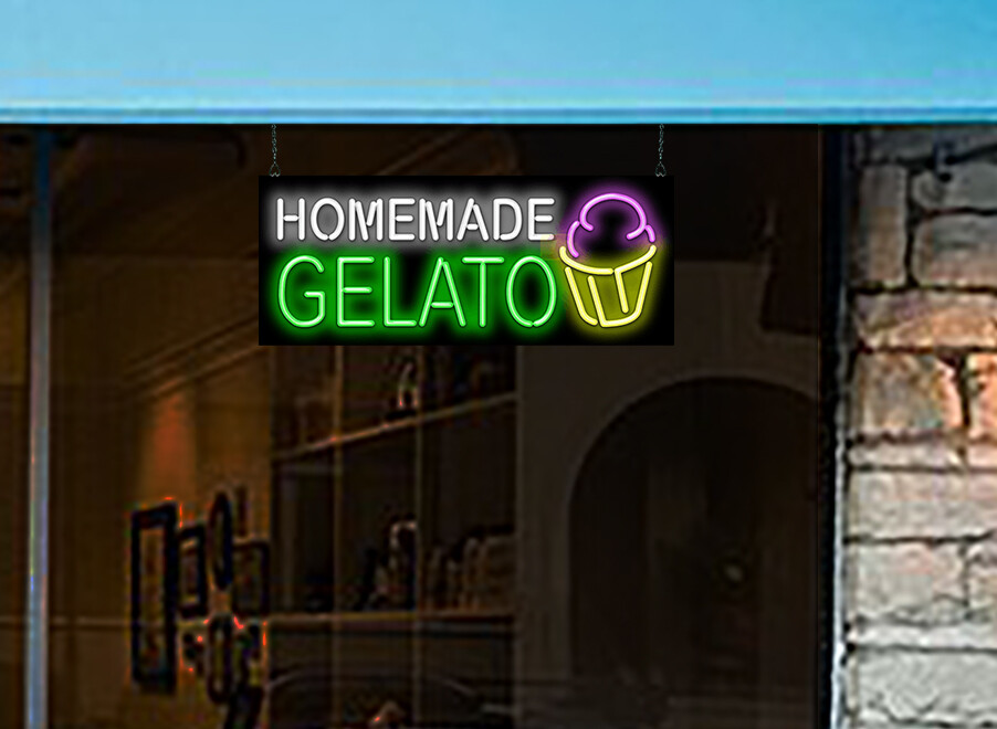Homemade Gelato Neon Sign Jantec 32&Prime; x 13&Prime; Ice Cream Parlor Shop Creamery