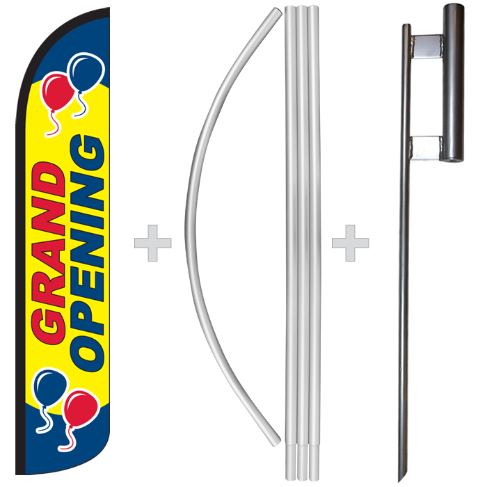 Grand Opening 15&prime; Tall Windless Swooper Feather Banner Flag & Pole Kit