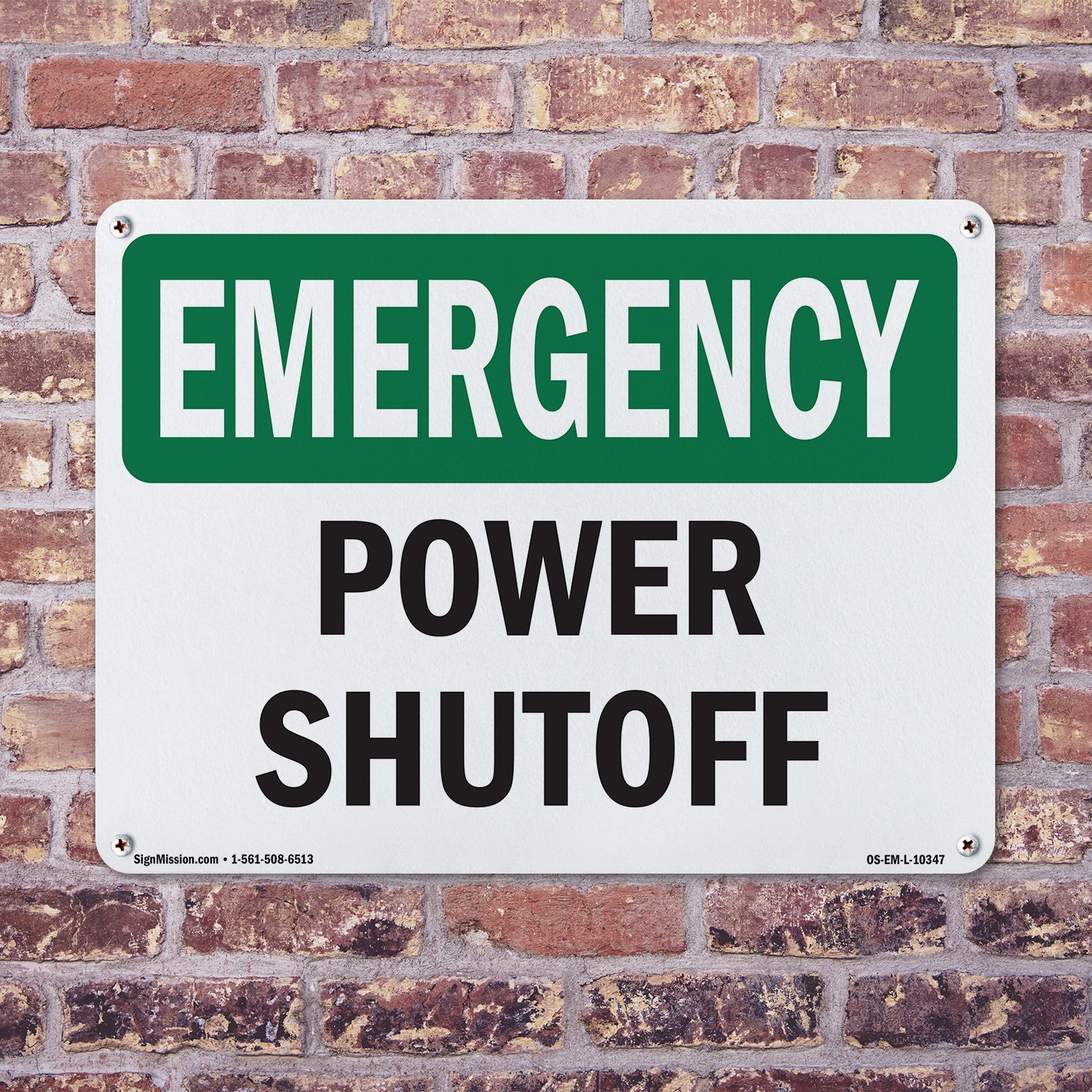 Power Shutoff OSHA Emergency Sign Metal, Plastic, Or Decal – 5 or 10 Pack