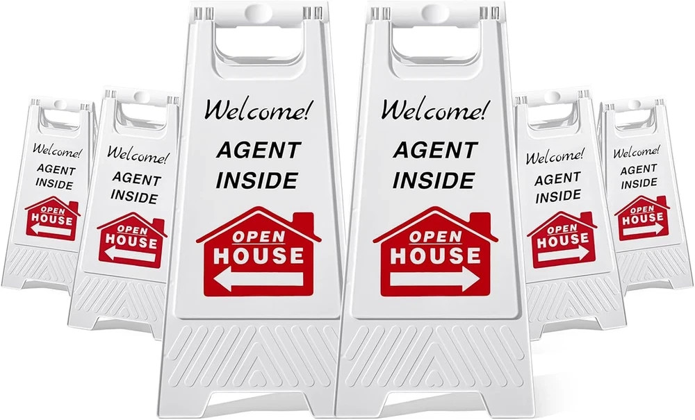 6 Pack Double Sided Open House Signs with Directional Arrows for Realtors