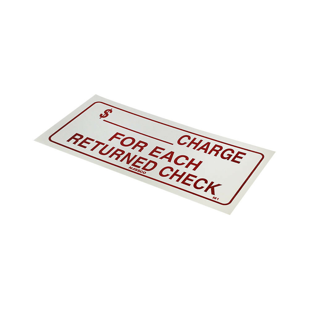 9 » x 4 » Store Sign 2 Pc Waterproof Plastic Charge For Each Returned Check Sign