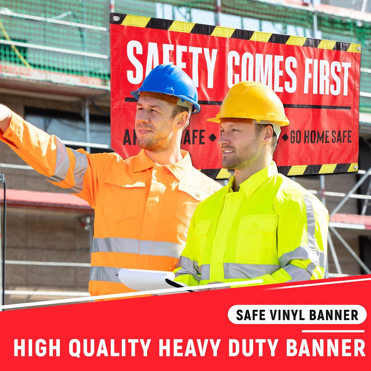 1Pcs Safety First Banner Sign Construction Site Banner Business Vinyl with Gromm