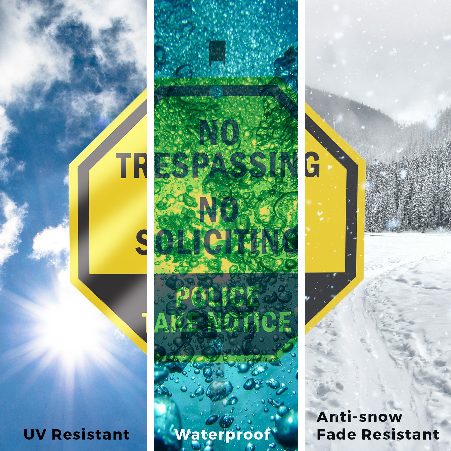 No Trespassing No Soliciting Poli Octagon Sign With Stake Weather Resistant