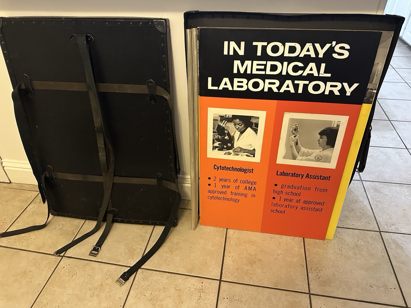 1970s Vintage Healthcare Signs w/original case Lab Scientist Movie Set Play
