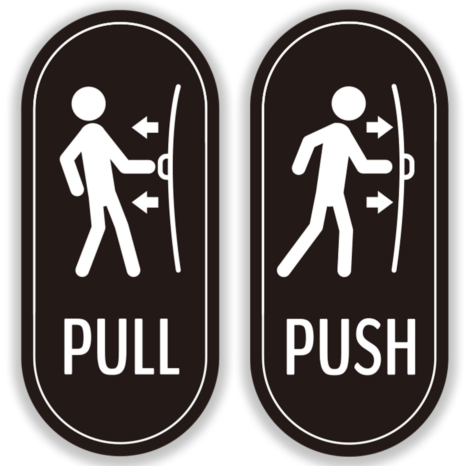 Designer Push Pull Signs – 6 Pack, Vertical Decal Self-Adhesive, Black/White …