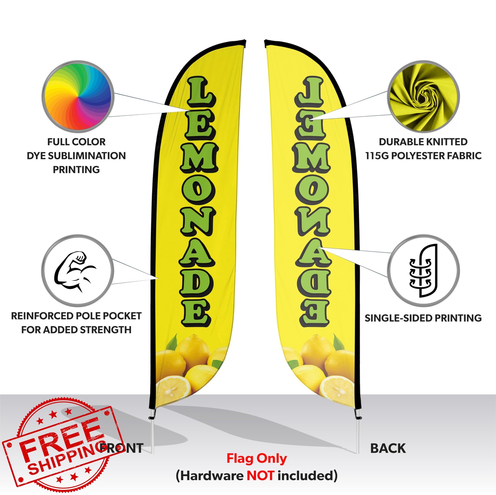 LookOurWay Feather Flag Banner Lemonade Yellow Swooper