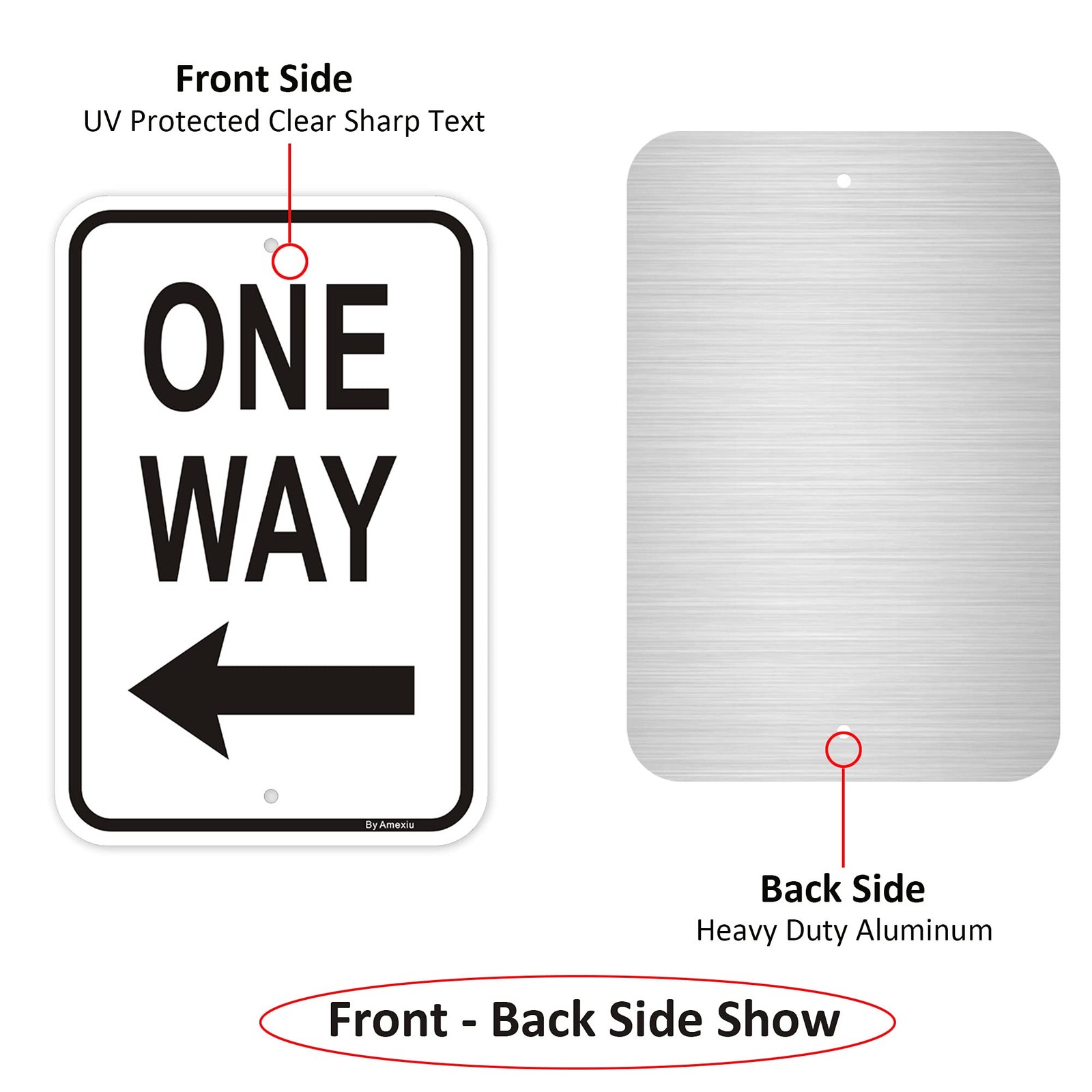 1 PC Large One Way Left Arrow Sign 18x12x0.06 Inch Reflective Aluminum