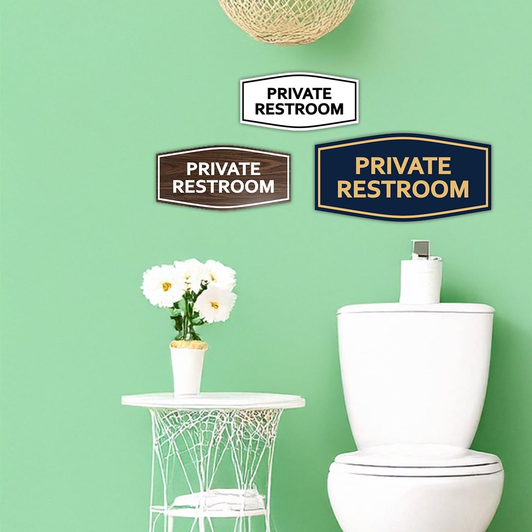 1 PCS Medium Brushed Silver Fancy Private Restroom Sign Door Wall Mount