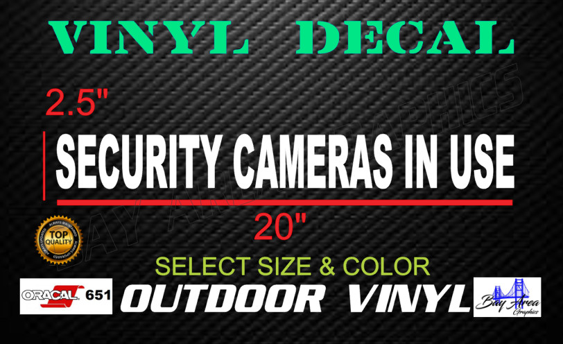 Security Cameras In Use Sticker 2 Pack Outdoor Window Vinyl Sign USA
