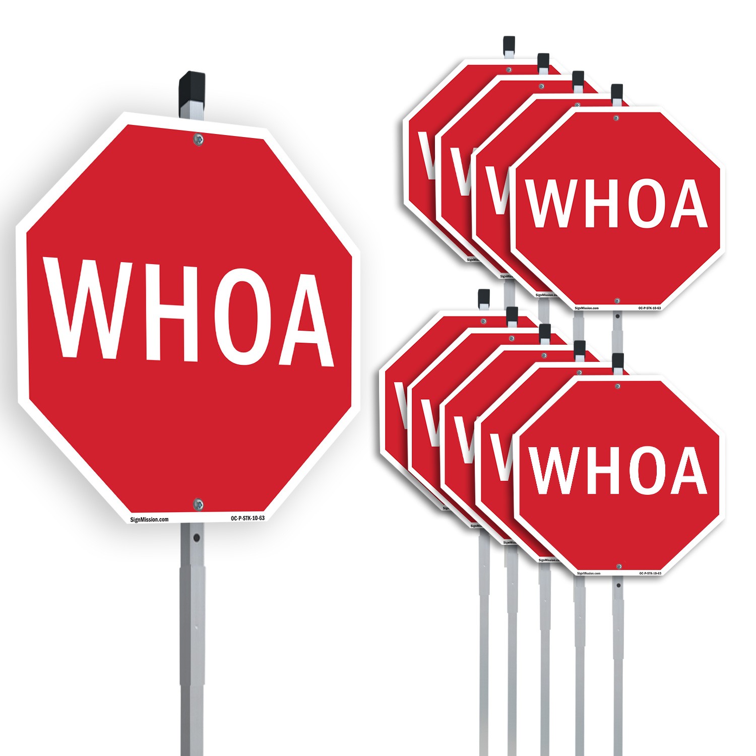 Whoa Octagon Sign With Stake Weather Resistant UV Protected for Workplace