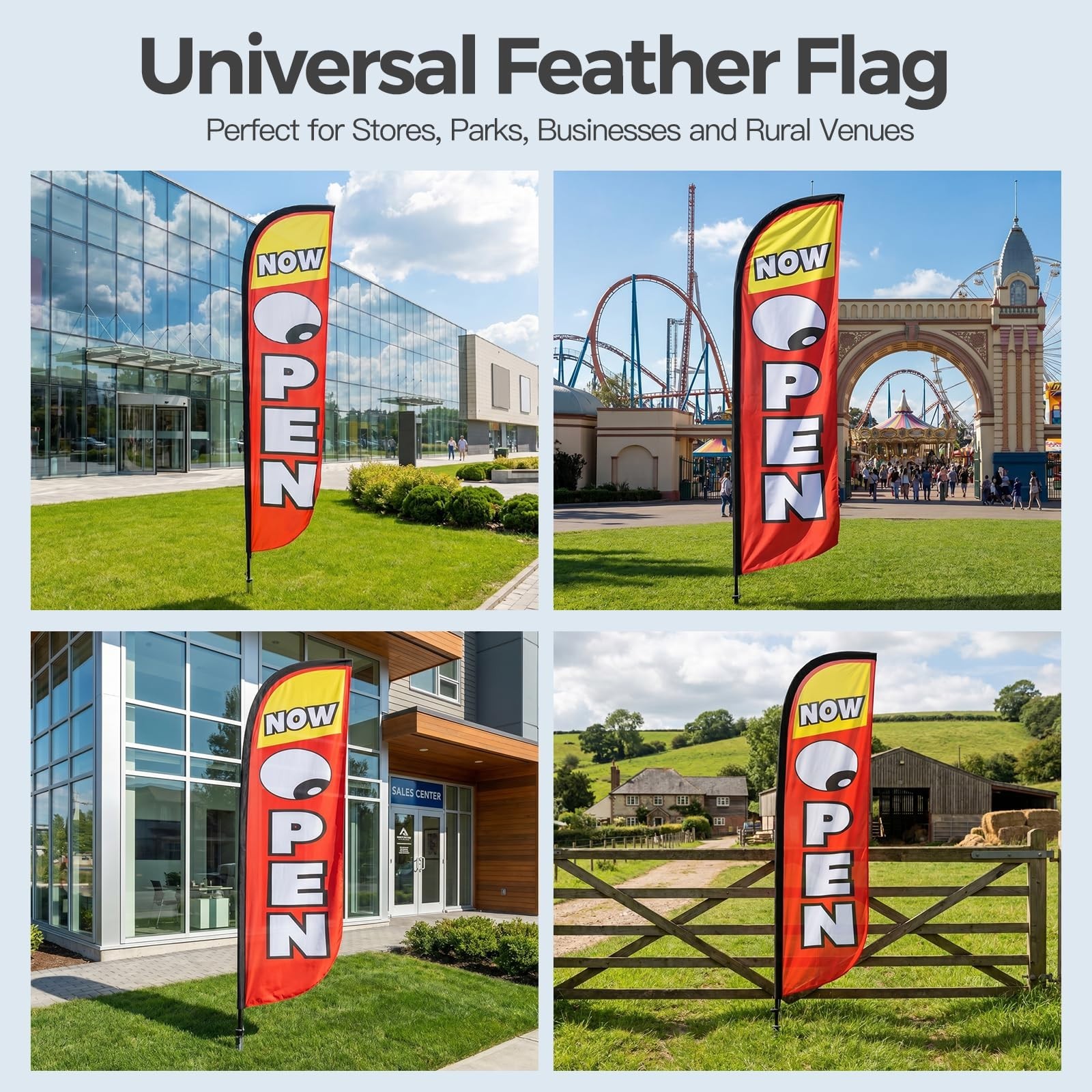 8ft Feather Flag Kit with Pole & Ground Stake – Swooper Banner for Grand Opening