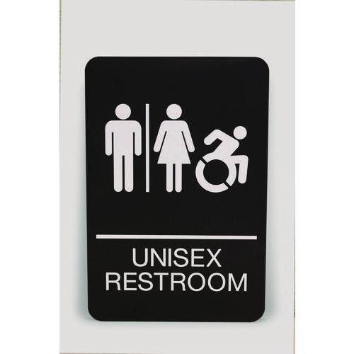 Headline Sign ADA Sign, Unisex Restroom, 6 x 9, Black Face, White Graphics