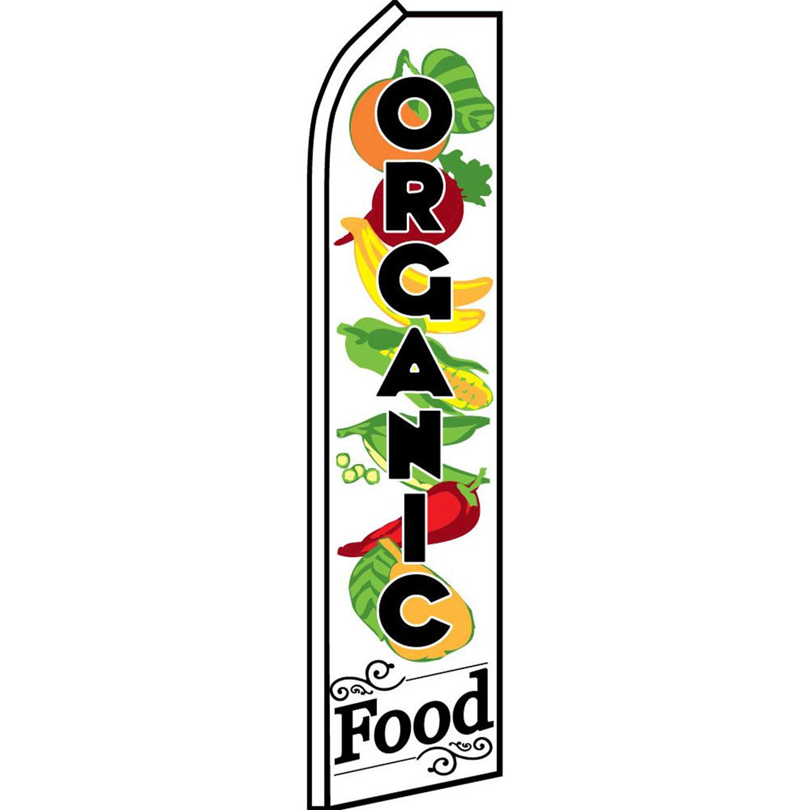 Organic Food 3 ft X 11 1/2 ft Swooper Flag (Hardware Sold Separately)