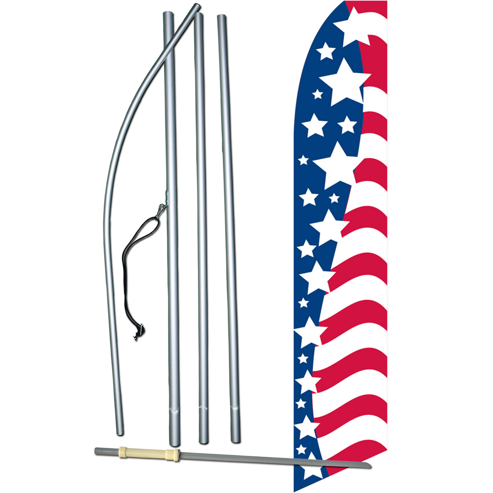 Red White & Blue Stars & Stripes Swooper Flag Kit