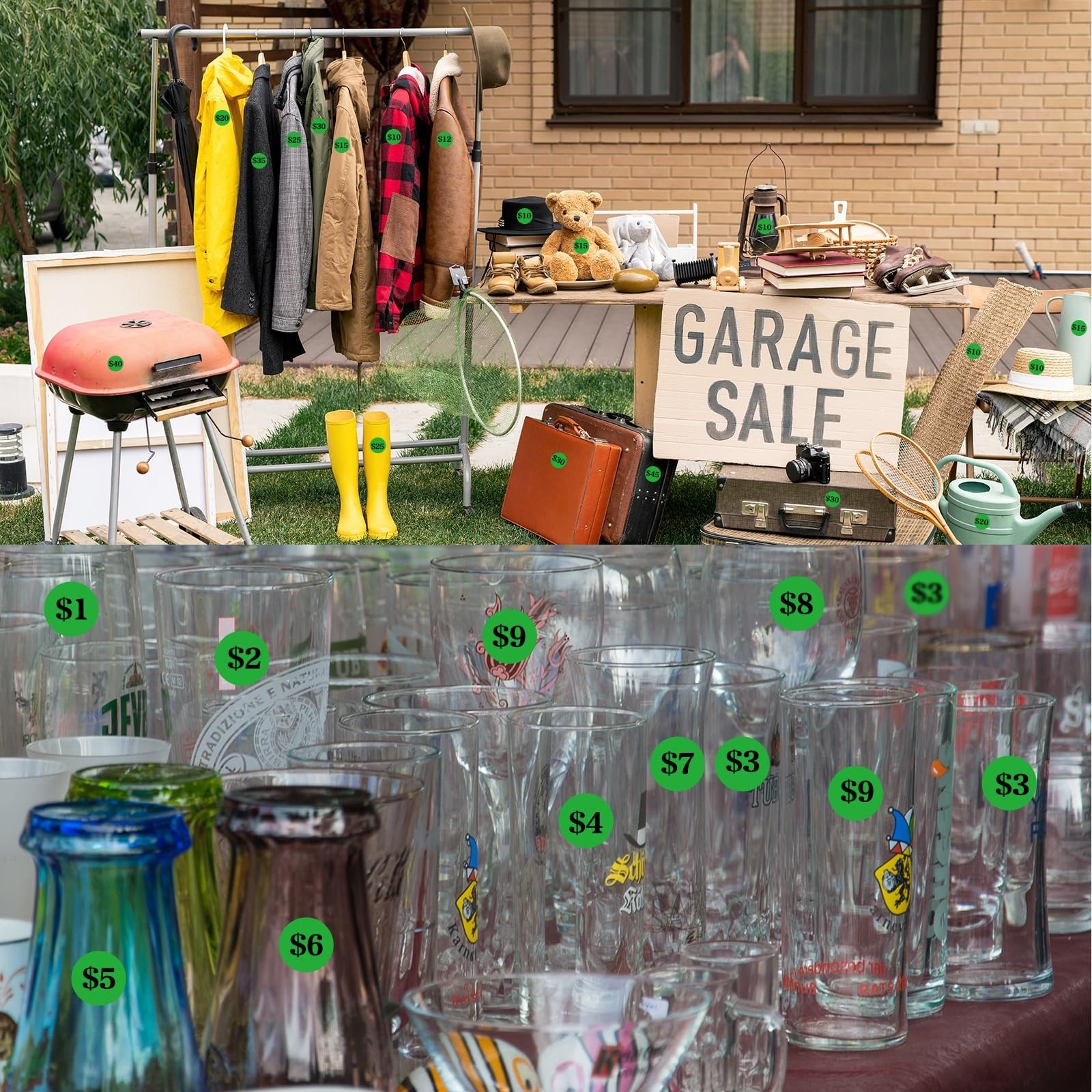 2000 Pcs 3/4&Prime; Garage Sale Price Stickers Sheets, Green Yard Sale Price Sticke…