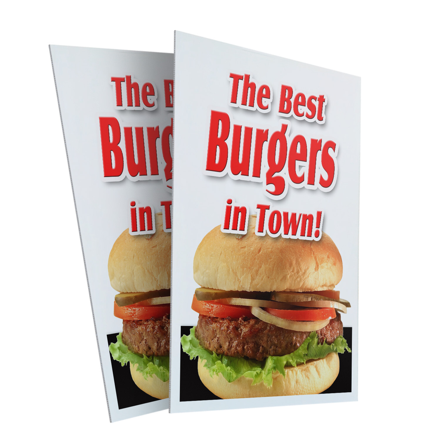 A-frame Sidewalk The Best Burgers In Town! 24&Prime; x 36&Prime; Double Sided A-Frame Sidewa