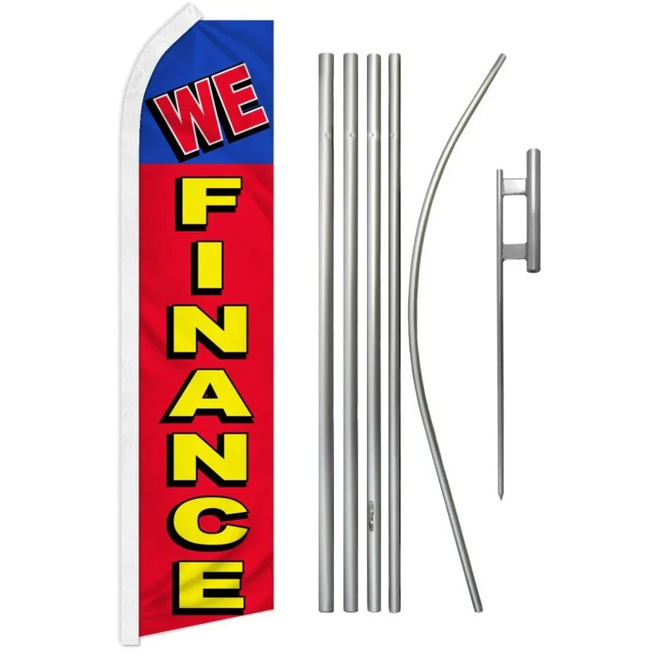 Auto No Credit Ok Finance Variations Swooper Advertising Banner Flag Pole Kits