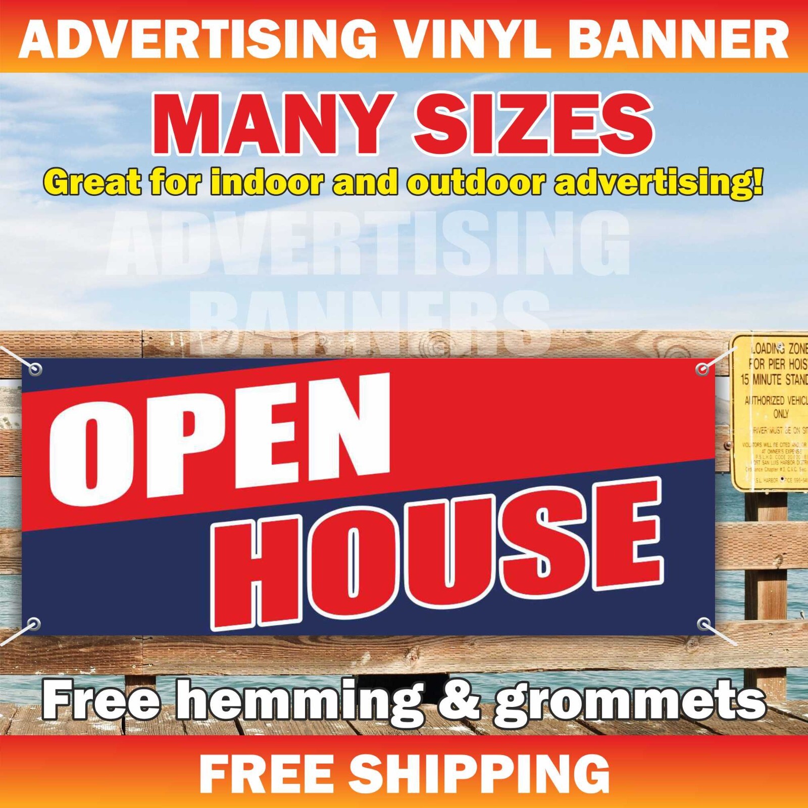 OPEN HOUSE Advertising Banner Vinyl Mesh Sign New Store Shop Coming Soon Welcome