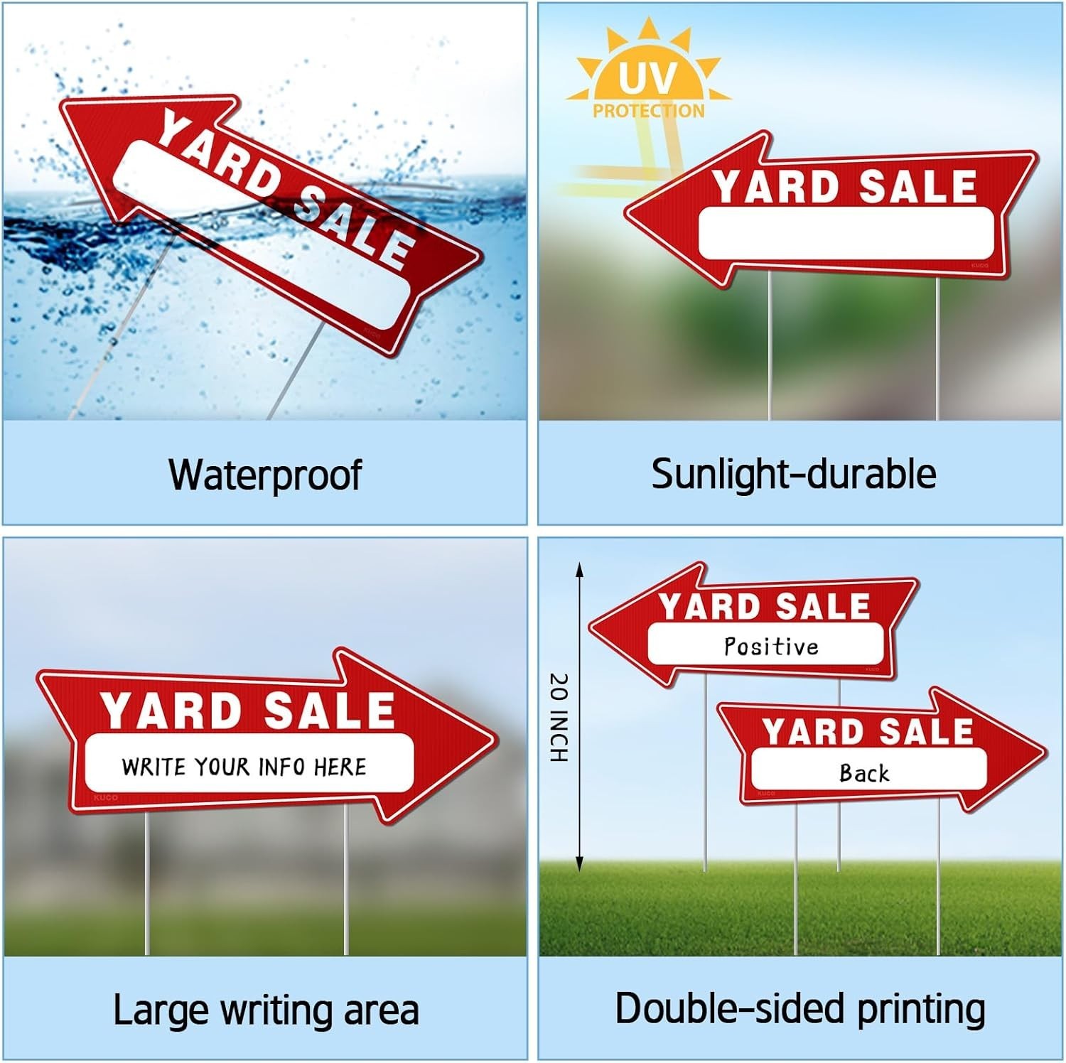 7 PC Yard Sale Signs with Stakes, 17&Prime; X 6&Prime;, Double-Sided Yard Sale Arrows Sign w