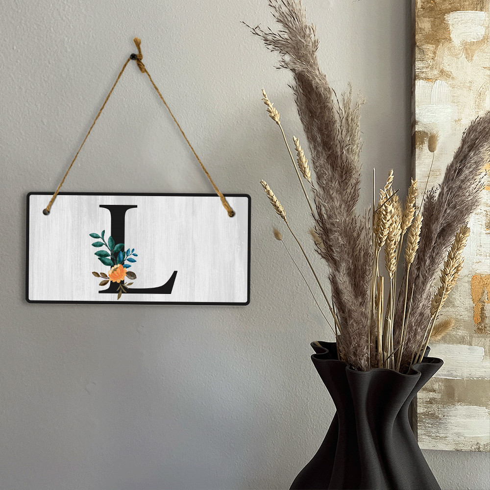 L Flower Decor 5×10 Hanging Wall or Door Sign | Alphabet Letter Room Decoration