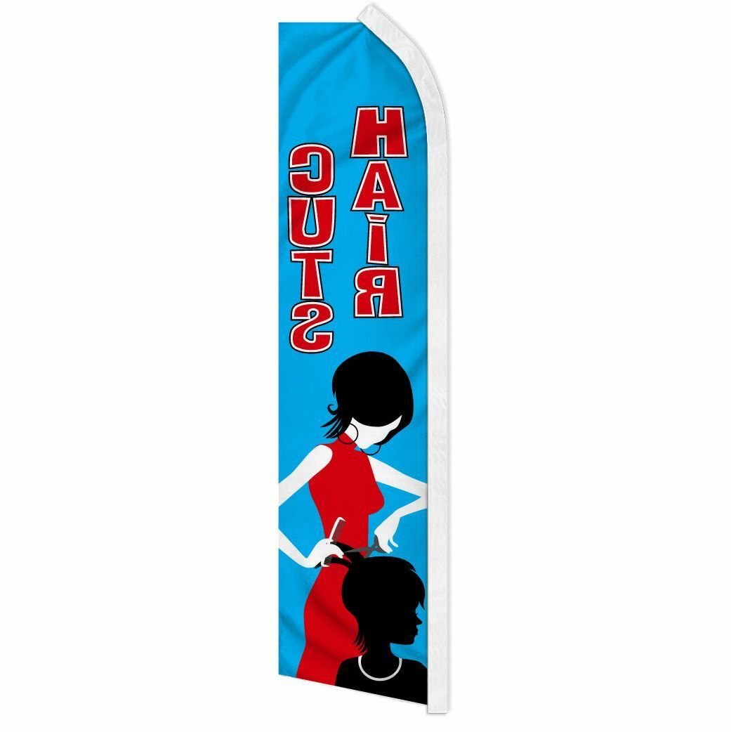 « HAIR CUTS » advertising super flag swooper banner business sign barber salon