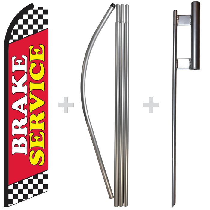 Brake Service 15&prime; Tall Swooper Flag & Pole Kit Feather Super Bow Banner