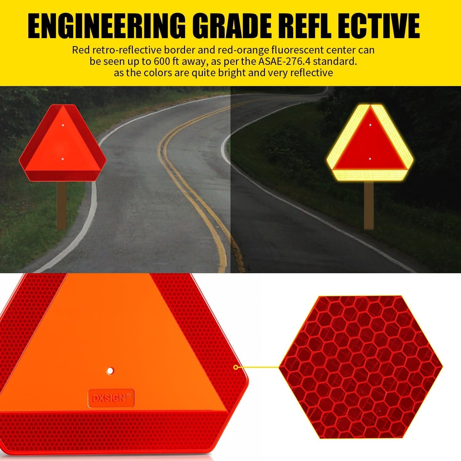 Slow Moving Vehicle Sign Plastic DOT Slow Moving Vehicle Triangle Signs SMV Sign