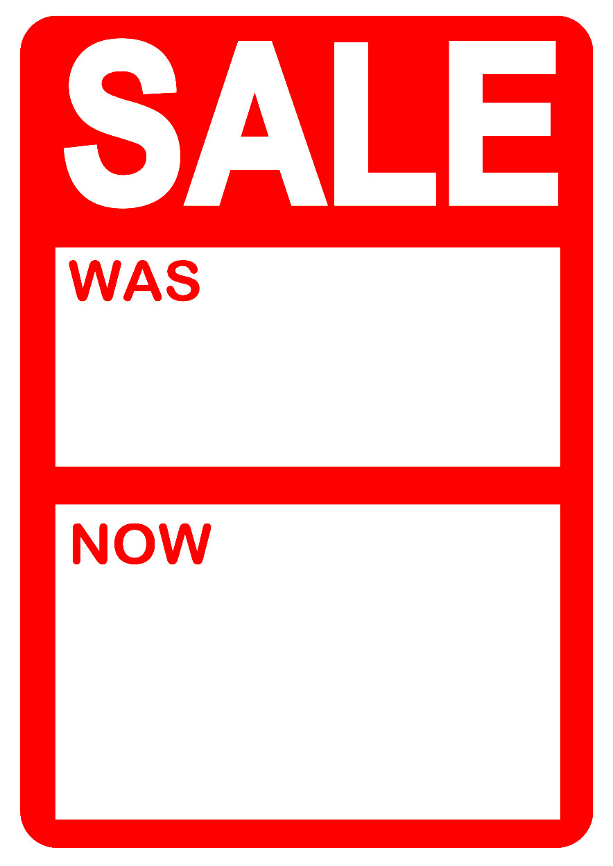 Red – Reduced was / now Price Stickers / Labels For Use With Thermal Printers