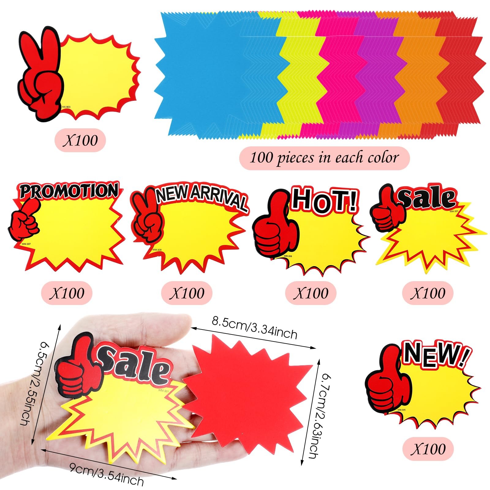 1200pcs Starburst Sale Signs for Retail Price Sign Cards Fluorescent Sale Pri…