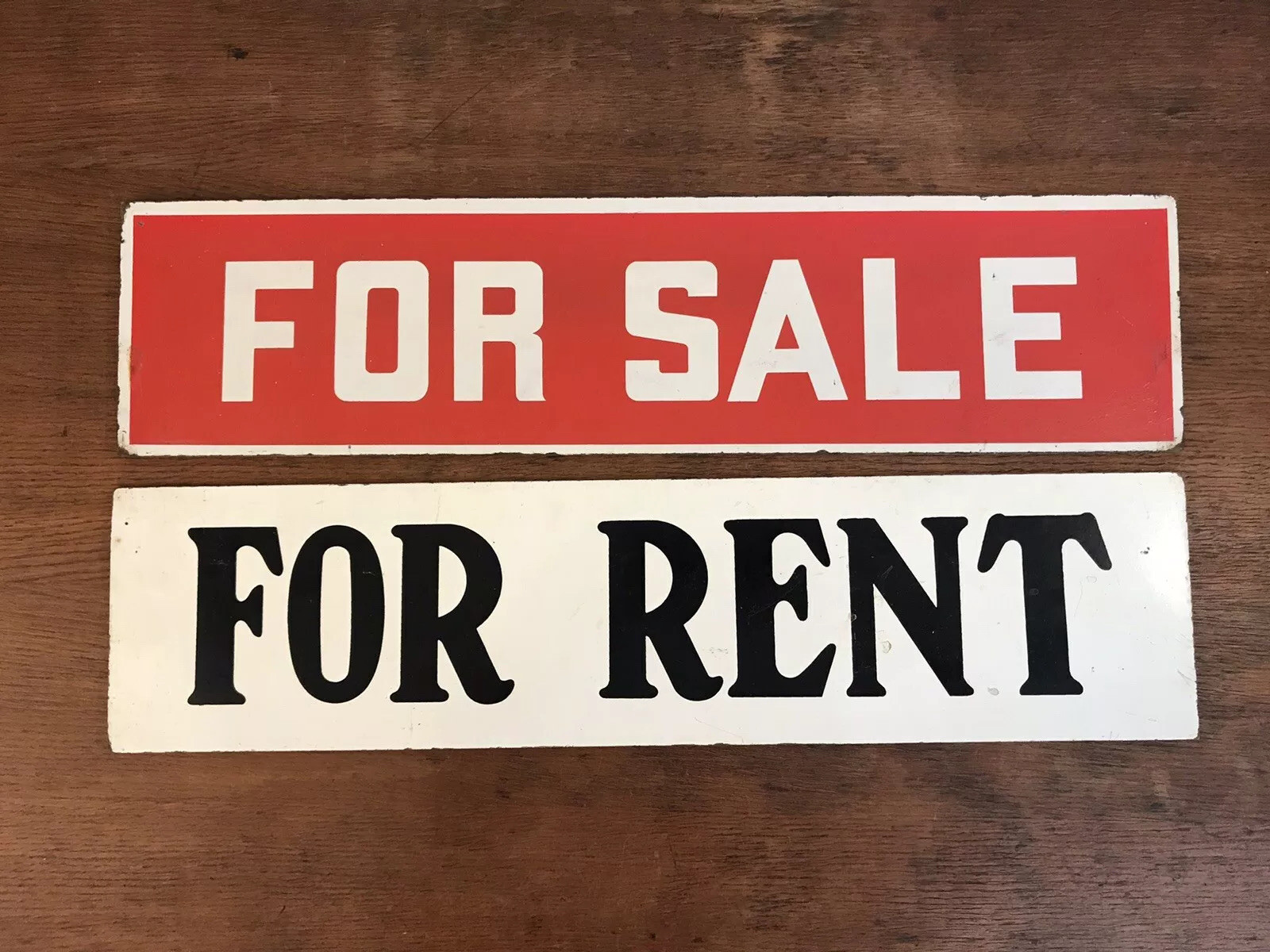 Lot of 2 For Rent & For Sale Double Sided Signs on Masonite Board 6&Prime; X 24&Prime; (A3)