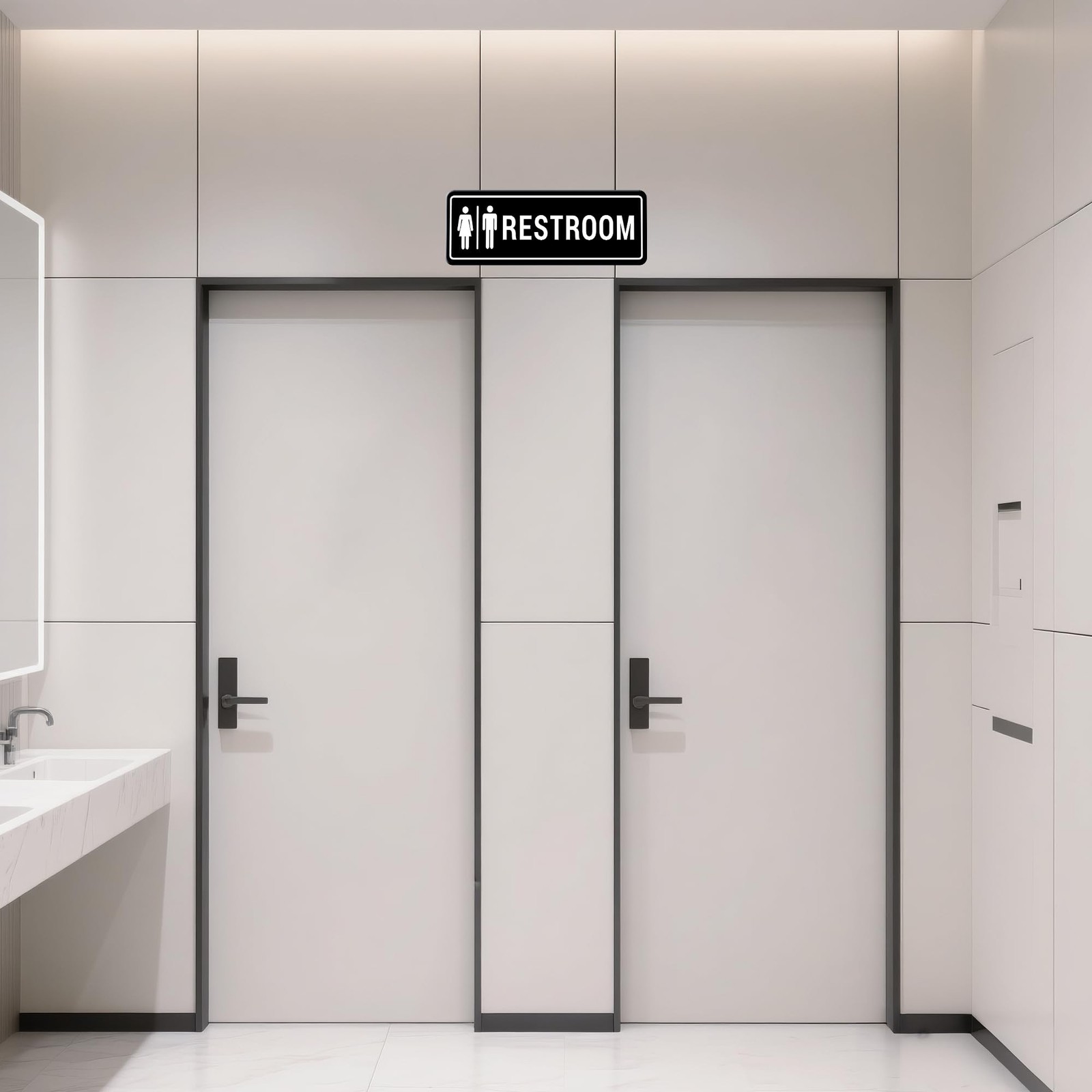 Restroom Sign – (2 Pack) Restroom Signs for Business with Strong Self-Adhesiv…