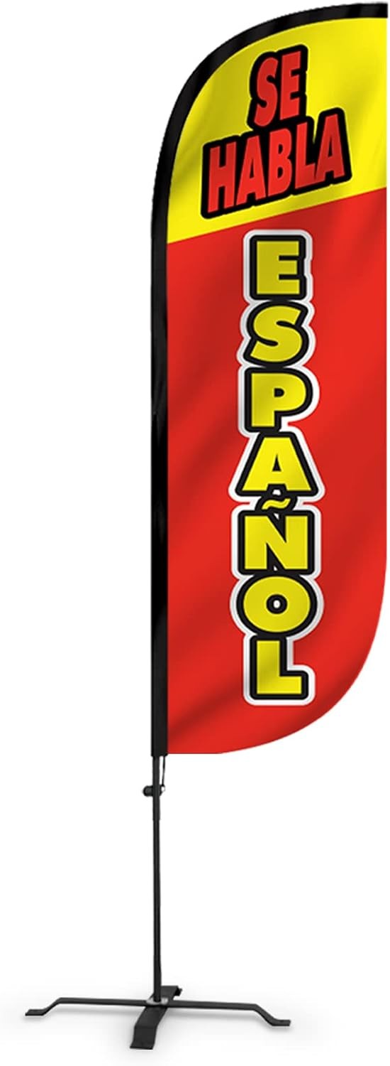 Feather Flag Set 5ft Tall Advertising Banner Flag W/ Pole Kit & Ground Spike