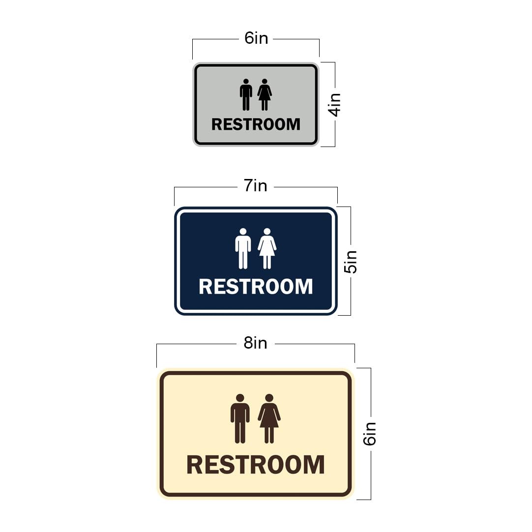 1 PCS Medium Brushed Silver Classic Framed Unisex Restroom Sign Wall Mount