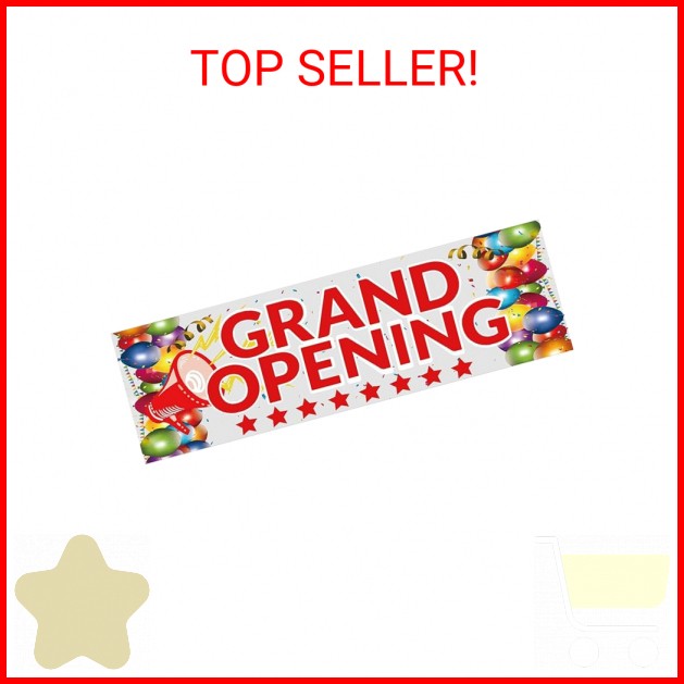 Grand Opening Banner, 3 x 10 ft New Store Grand Opening Sign and Rope, Oxford Cl
