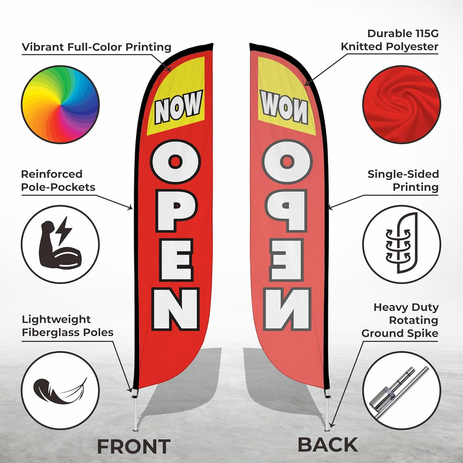 Feather Flag Pole Kit – 12 Feet Tall Advertising Flag Banner with Fiberglass Pol