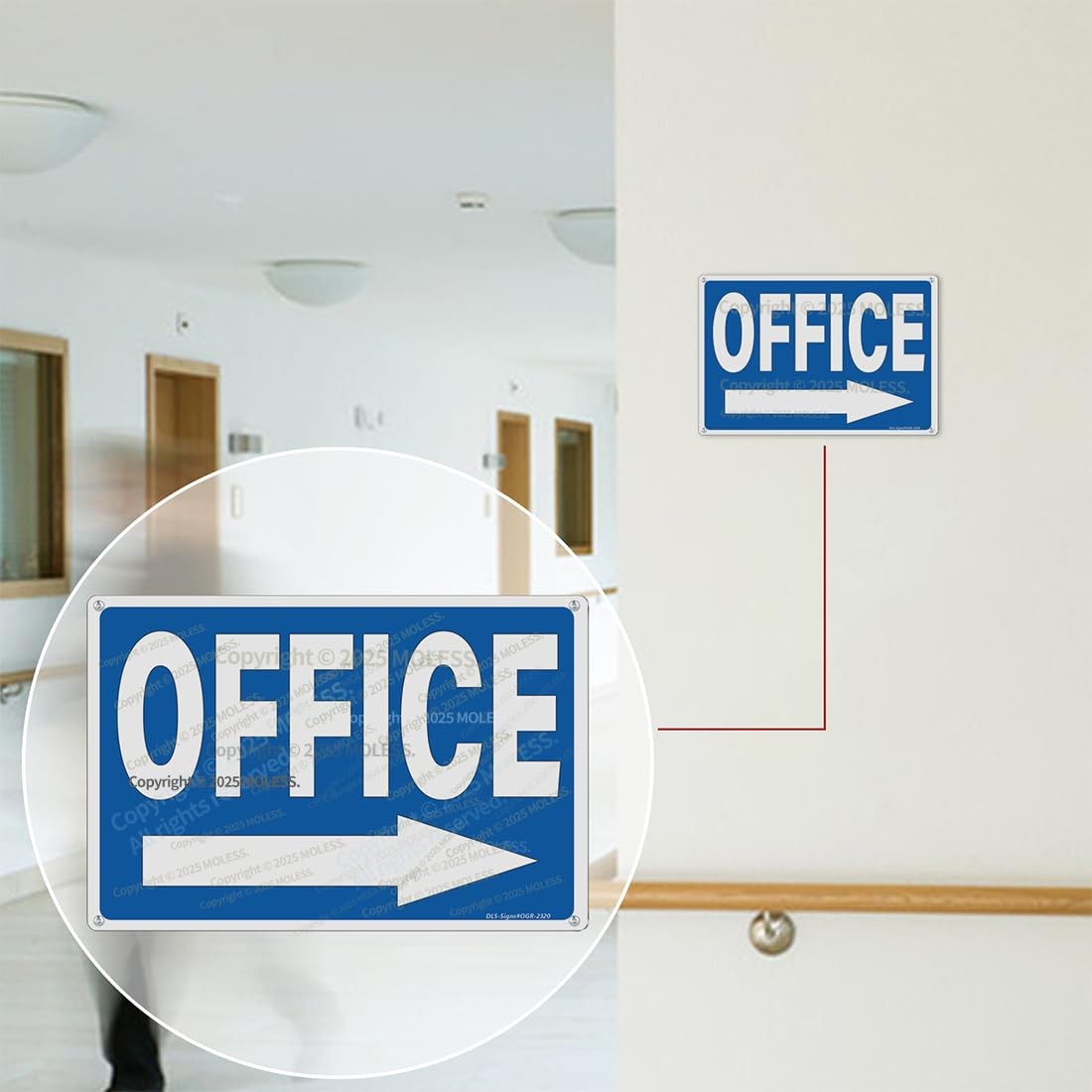 Office Sign – 12 × 8″ Rust-Free Aluminum Signs for Business with Right Arrow …