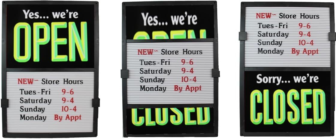 Glassmate Vertical Open/Closed Message Slider Board Sign | 14&Prime;W x 20&Prime;H