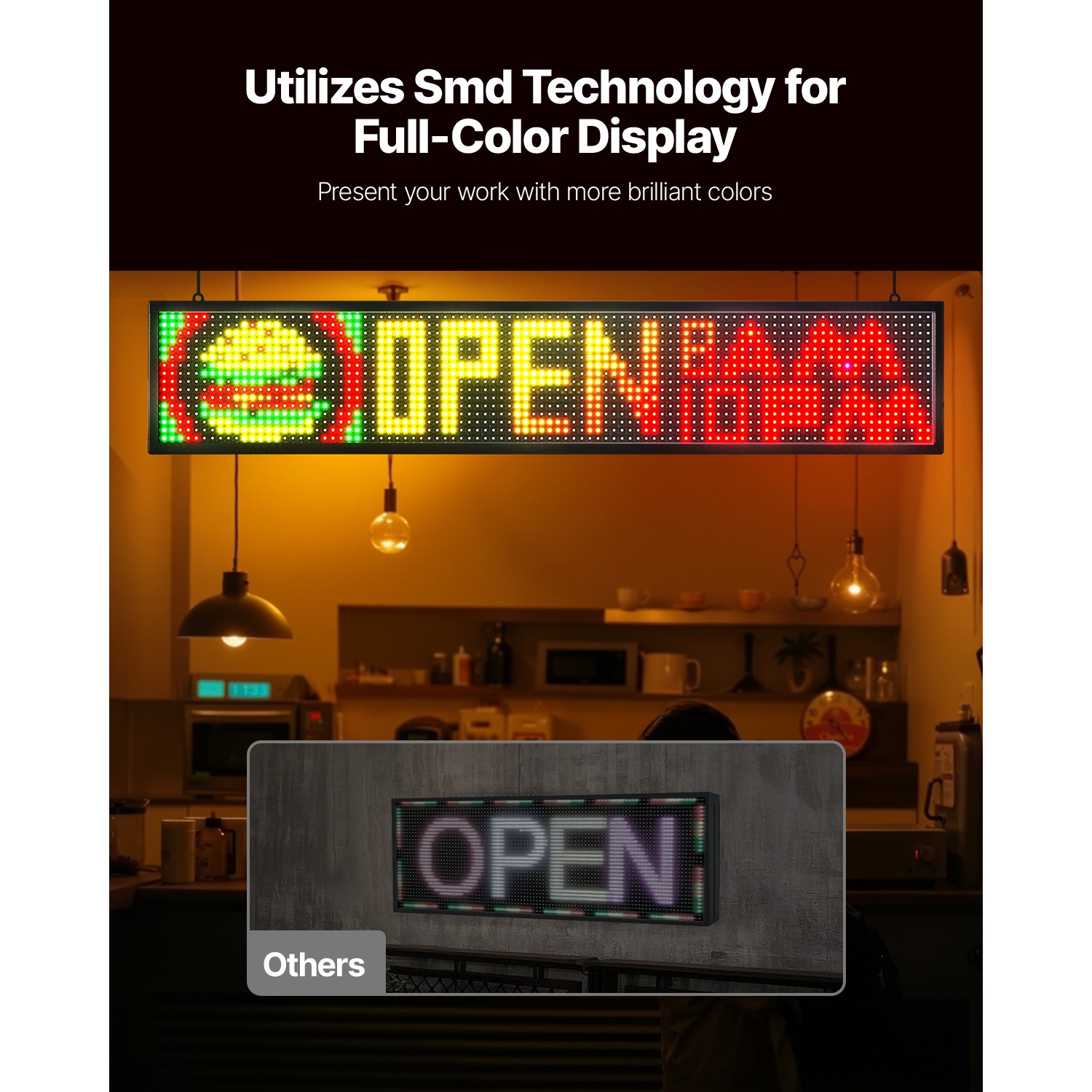 Uimoso 40×8 in Programmable LED Display Board with Scrolling Full-Color Text