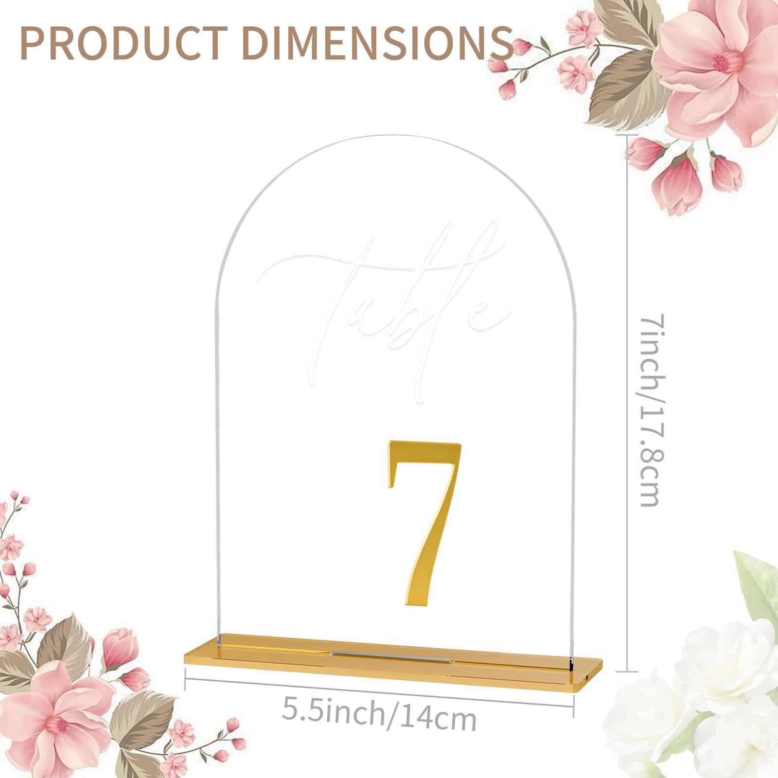 Arch Wedding Table Numbers 1-20 w/Stand, Gold 3D Table Numbers for Reception …