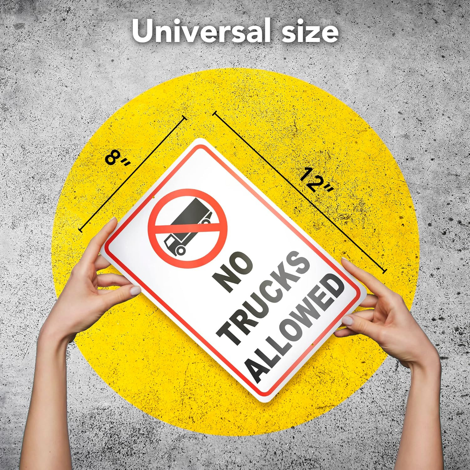No Trucks Sign, 8X12 Reflective Aluminum No Trucks Allowed Sign, UV Protected, W
