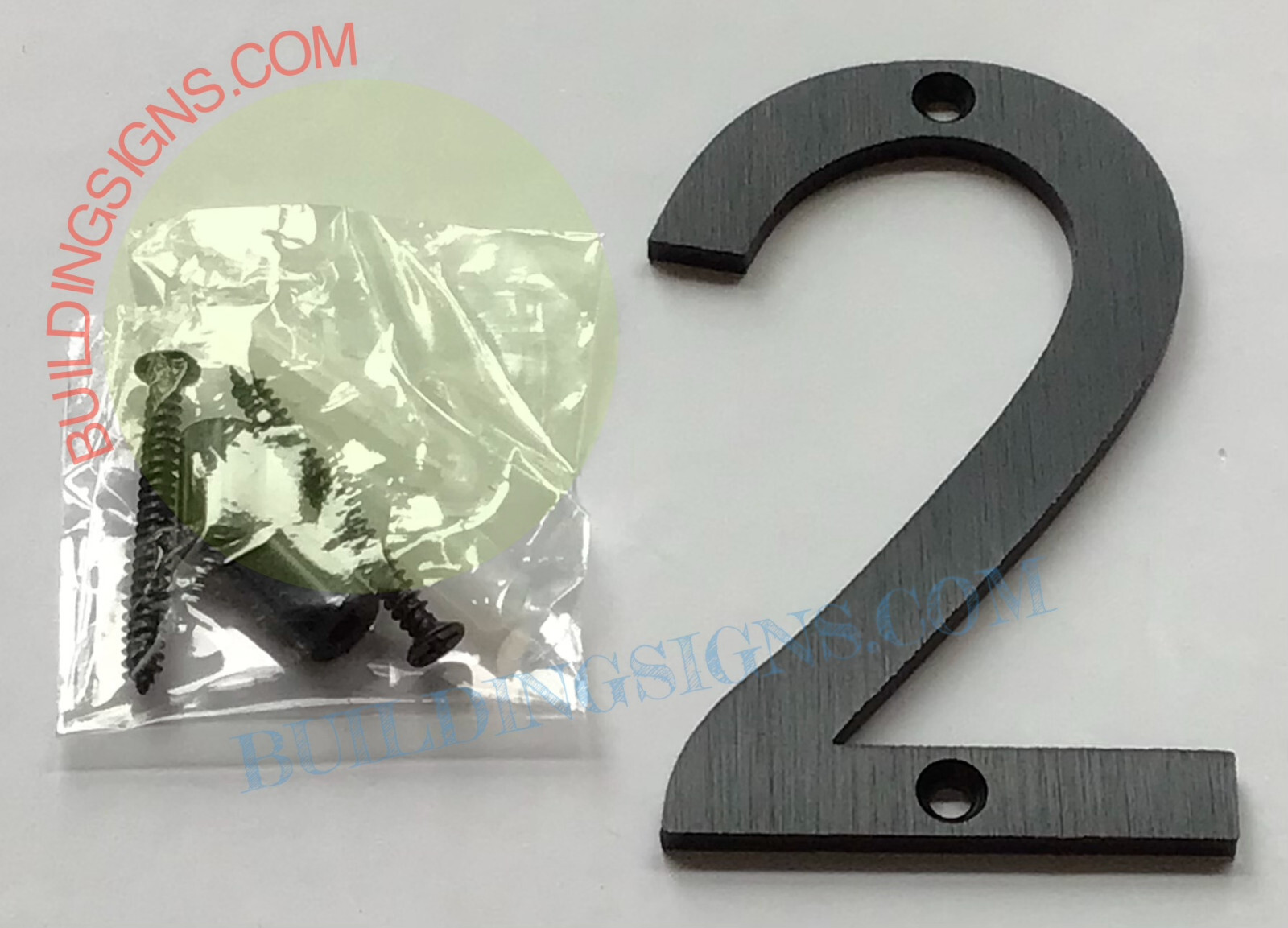 House number 2 sign (Black Aluminum, 8 inch)-Floating Mount House -REF24-1027