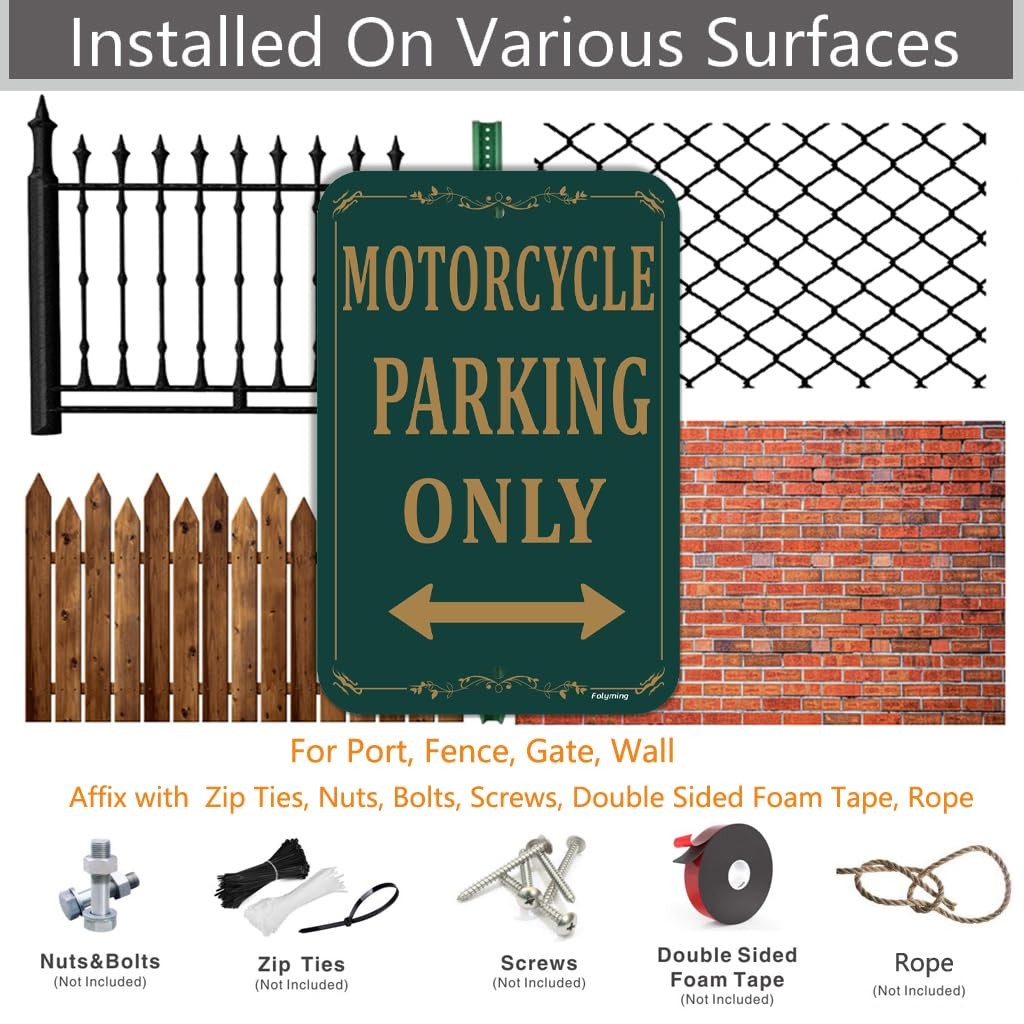 2-Pack « Motorcycle Parking Only » Signs 12×18&Prime; Metal Reflective Aluminum