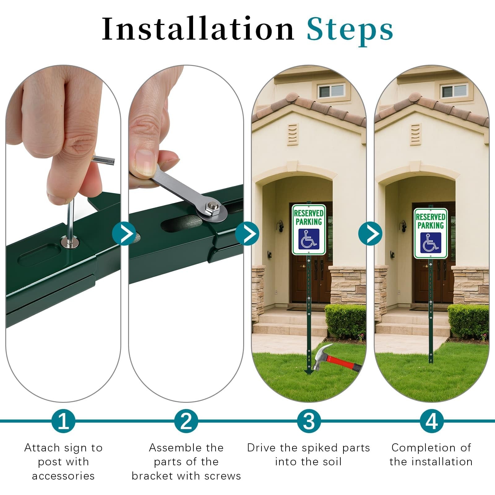 6&prime; Tall DIY Reserved Parking Sign 12×18 Inch Reflective Aluminum Stake Green