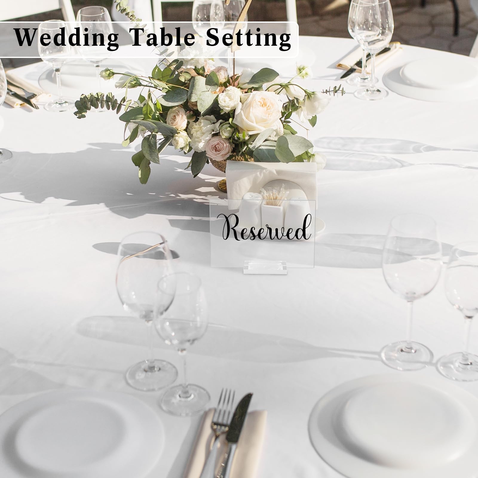 10 Set Clear Black Acrylic Reserved Table Sign With Holder Wedding Card