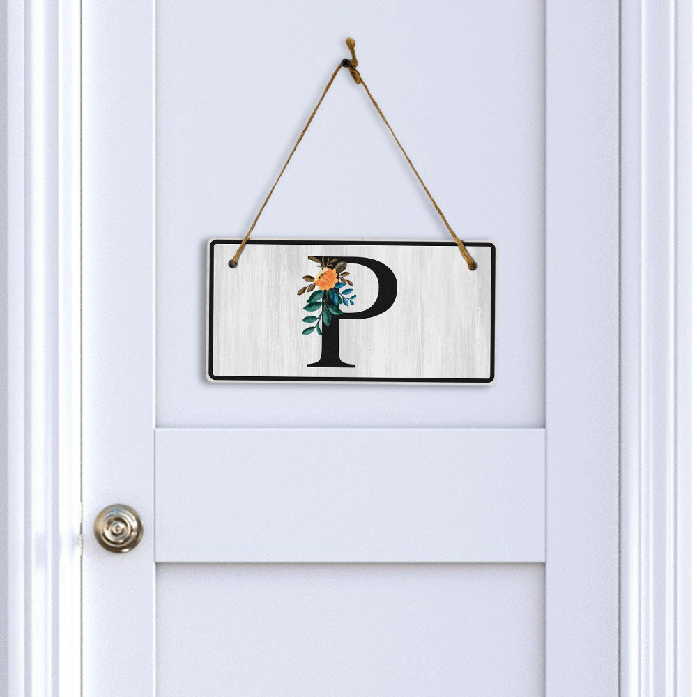 P Flower Decor 5×10 Hanging Wall or Door Sign | Alphabet Letter Room Decoration