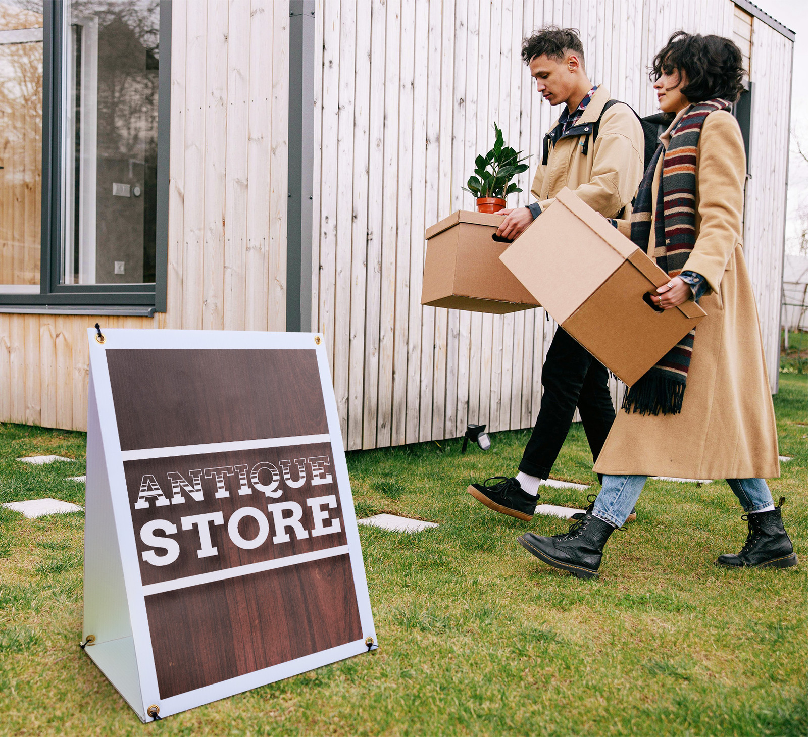 Antique Store A-Frame Sidewalk Sign Vintage Goods Collectibles Home Decor
