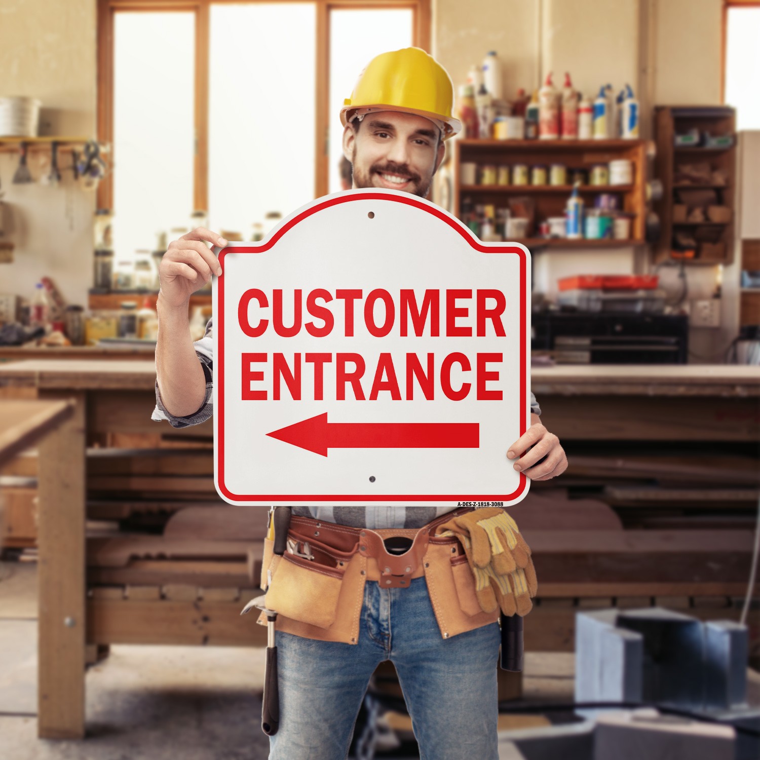 Customer Entrance Left Arrow 18&Prime; X 18&Prime; Heavy-Gauge Aluminum Architectural Sign