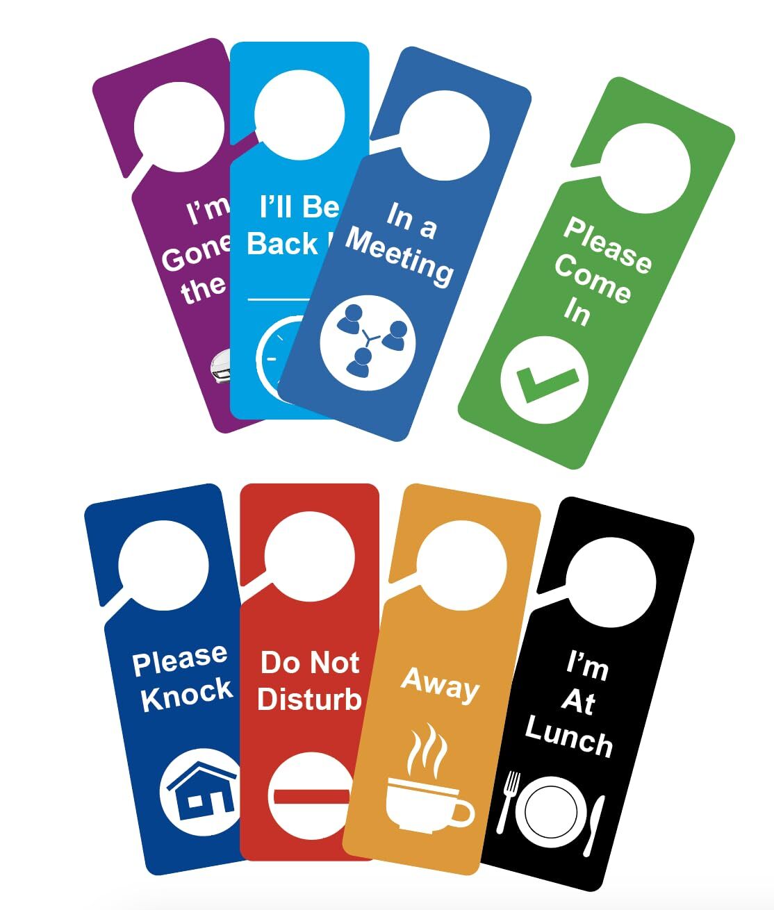 Door Hanger Tags Sign Office Work in a Meeting Double Side 3.5×9.5 » 8 PCS