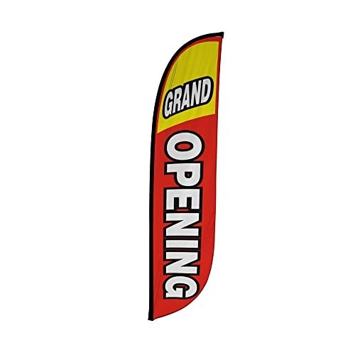 12ft Feather Flag Banner Grand Opening Red UV Resistant Advertising Sign Durable